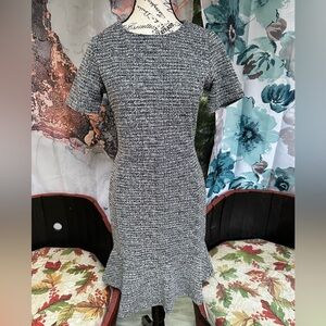 Banana Republic Black and White Tweed Midi Dress